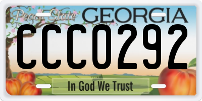 GA license plate CCC0292