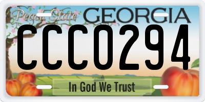 GA license plate CCC0294