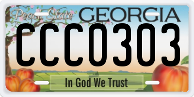GA license plate CCC0303