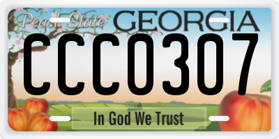 GA license plate CCC0307
