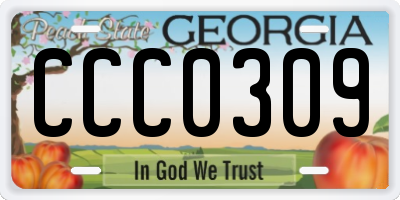 GA license plate CCC0309