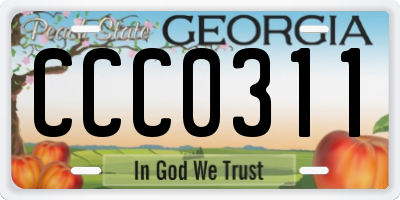 GA license plate CCC0311