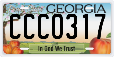 GA license plate CCC0317