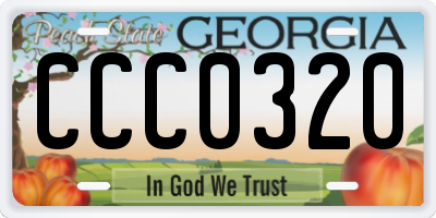 GA license plate CCC0320