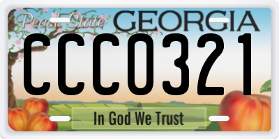 GA license plate CCC0321