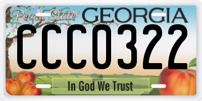 GA license plate CCC0322