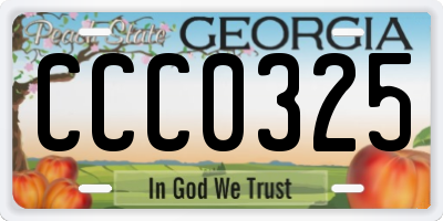 GA license plate CCC0325