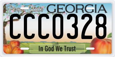 GA license plate CCC0328