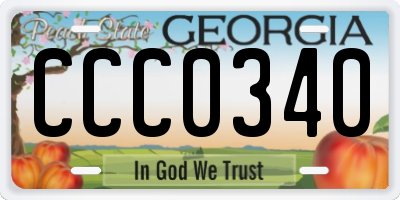 GA license plate CCC0340