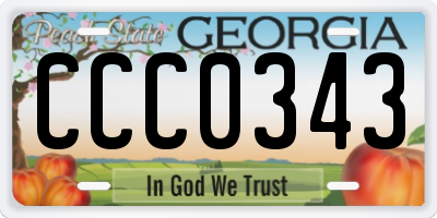 GA license plate CCC0343