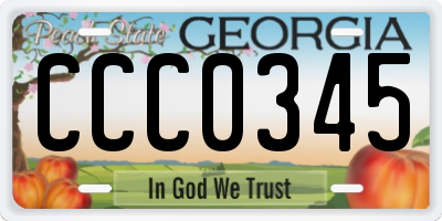 GA license plate CCC0345