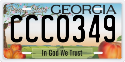 GA license plate CCC0349