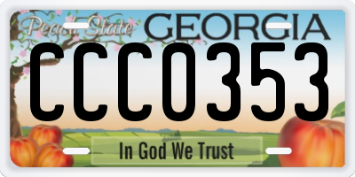 GA license plate CCC0353
