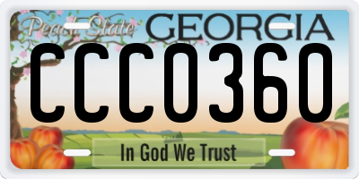 GA license plate CCC0360