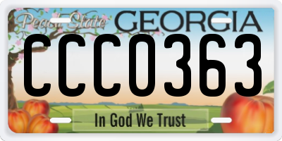 GA license plate CCC0363
