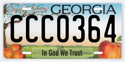 GA license plate CCC0364