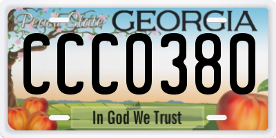 GA license plate CCC0380