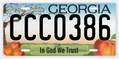 GA license plate CCC0386