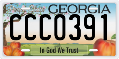 GA license plate CCC0391