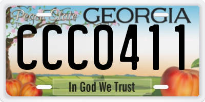 GA license plate CCC0411
