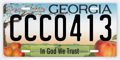 GA license plate CCC0413