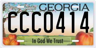 GA license plate CCC0414