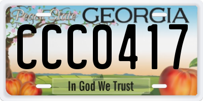 GA license plate CCC0417