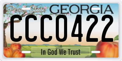 GA license plate CCC0422