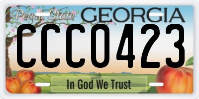 GA license plate CCC0423