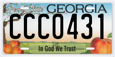 GA license plate CCC0431