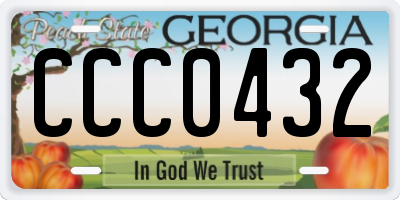GA license plate CCC0432