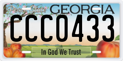 GA license plate CCC0433