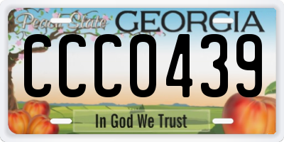 GA license plate CCC0439