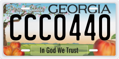 GA license plate CCC0440