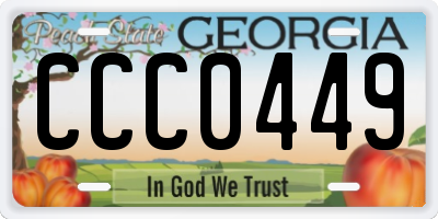 GA license plate CCC0449