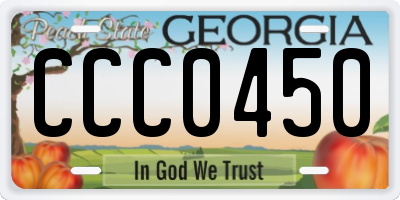 GA license plate CCC0450