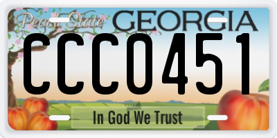 GA license plate CCC0451