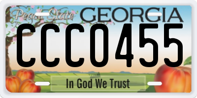 GA license plate CCC0455