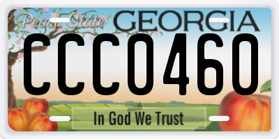GA license plate CCC0460