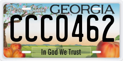 GA license plate CCC0462