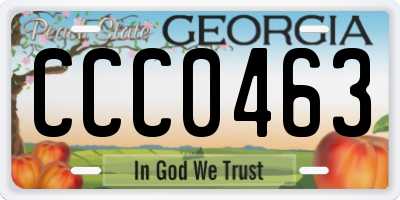 GA license plate CCC0463