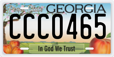 GA license plate CCC0465