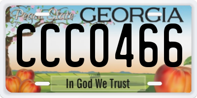 GA license plate CCC0466