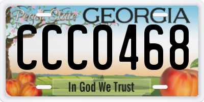 GA license plate CCC0468