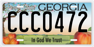 GA license plate CCC0472