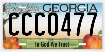 GA license plate CCC0477