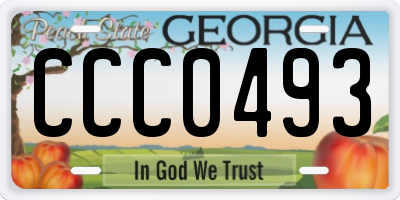 GA license plate CCC0493