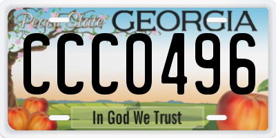 GA license plate CCC0496
