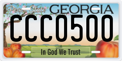 GA license plate CCC0500