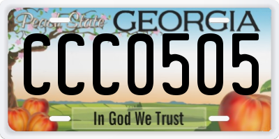 GA license plate CCC0505